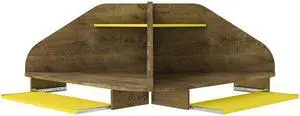 Bradley Corner Desk with Keyboard Shelf in Rustic Brown and Yellow