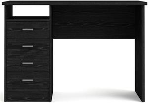 Desk with 4 Drawers Black Woodgrain