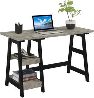 Designs2Go Trestle Desk with Shelves, Faux Birch/Black