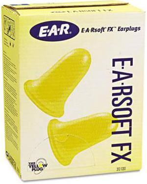 3M E·A·Rsoft FX Single-Use Earplugs, Cordless, 33NRR, Yellow