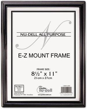 NuDell EZ Mount Document Frame, Plastic, 8 1/2 x 11, Black