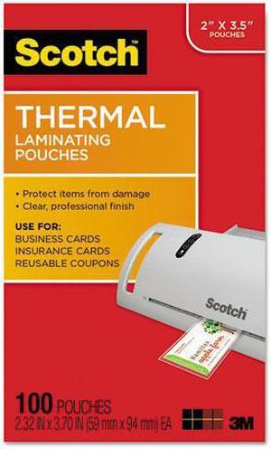 Scotch Business Card Size Thermal Laminating Pouches 5 mil 3 3/4 x 2 3/8 100/Pack TP5851100