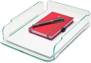 Lorell Single Stack Letter Tray 10"x13-1/4"x2-1/2" CL/GN Acrylic 80654