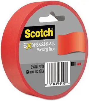 Scotch Expressions Masking Tape, .94" x 20 yds, Primary Red