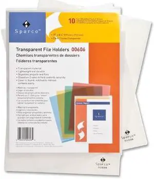 Transparent File Holders Water Resistant 11"x8-1/2" 10/PK CL