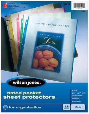 Wilson Jones Tinted Pocket Sheet Protector
50 Page Capacity - Letter 8.50"" x 11"" - Rectangular - Polypropylene - 1 / Pack - Assorted
