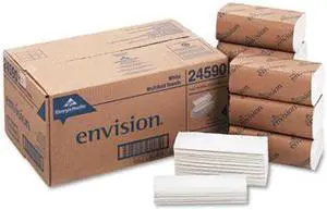 Envision Multifold Paper Towels 1-Ply 9 1/5 x 9 2/5 White 250/Pack 16 Packs