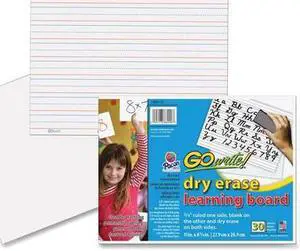 GoWrite!® Dry Erase Learning Board - Dry-erase, Two-Sided, 3/4" Rule/Plain - 11" Width x 8.25" Height - White Surface - Rectangle - No - 30 / Pack
