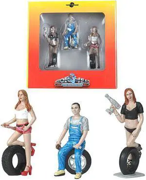 Andie, Derek and Michele Tire Brigade 3 piece Figurine Set 1/24 by Motorhead Miniatures
