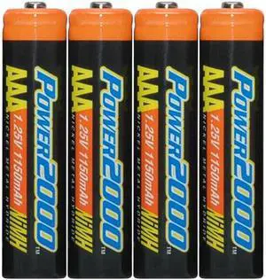 Power2000 XP4AAA-11 1150mAh NiMH AAA Rechargeable Batteries (4 Pack)