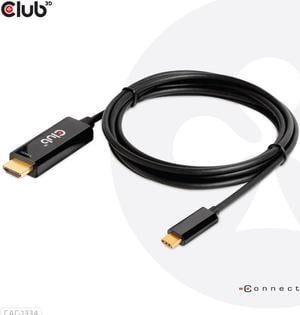 Club 3D HDMI to USB Type-C 4K60Hz Active Cable M/M 1.8m/6 ft - 6 ft HDMI/USB-C A/V Cable for Audio/Video Device, Notebook, Tablet, PC, TV, Monitor, Projector