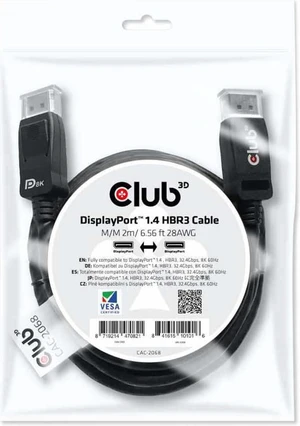 Club3D CAC-2068 VESA Certified DisplayPort to DisplayPort 1.4/Hbr3 M/M Cable DP 1.4 8K 60Hz 2m - 6,56ft product image