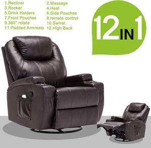 Living Room Recliner Massage Chair Heated - Brown