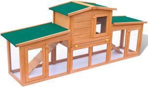 Outdoor 75" Chicken Coop with 2 Runs