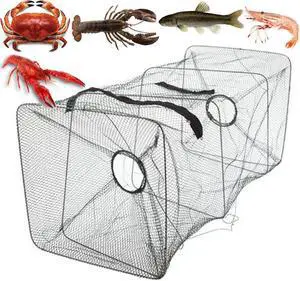 Foldable Fish Net Fishing Bait Trap Cast Dip Cage