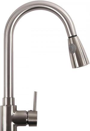 16" Pull-Out Brushed Nickel Kitchen Sink Faucet Spray Swivel