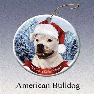 Holiday Pet Gifts American Bull Santa Hat Dog Porcelain Christmas Tree Ornament Holiday Pet Gifts American Bull Santa Hat Dog Porcelain Christmas Tree Ornament