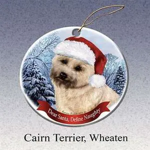 Holiday Pet Gifts Cairn Terrior, Wheaten Santa Hat Dog Porcelain Christmas Tree Ornament Holiday Pet Gifts Cairn Terrior, Wheaten Santa Hat Dog Porcelain Christmas Tree Ornament