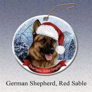 Holiday Pet Gifts German Shepherd (R Sable) Santa Hat Dog Porcelain Christmas Tree Ornament Holiday Pet Gifts German Shepherd (R Sable) Santa Hat Dog Porcelain Christmas Tree Ornament