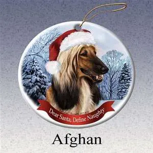 Holiday Pet Gifts Afghan Santa Hat Dog Porcelain Christmas Tree Ornament Holiday Pet Gifts Afghan Santa Hat Dog Porcelain Christmas Tree Ornament