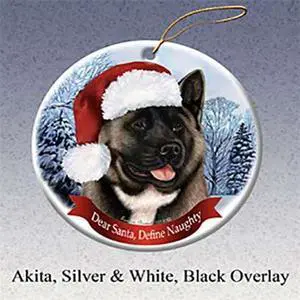 Holiday Pet Gifts Akita (Silver & Red) Santa Hat Dog Porcelain Christmas Tree Ornament Holiday Pet Gifts Akita (Silver & Red) Santa Hat Dog Porcelain Christmas Tree Ornament