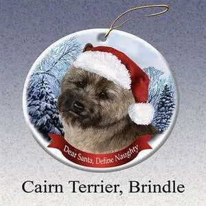 Holiday Pet Gifts Cairn Terrior, Brindol Santa Hat Dog Porcelain Christmas Tree Ornament Holiday Pet Gifts Cairn Terrior, Brindol Santa Hat Dog Porcelain Christmas Tree Ornament