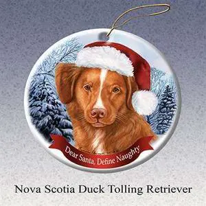 Holiday Pet Gifts Nova Scotia Duck Tolling Santa Hat Dog Porcelain Christmas Tree Ornament Holiday Pet Gifts Nova Scotia Duck Tolling Santa Hat Dog Porcelain Christmas Tree Ornament