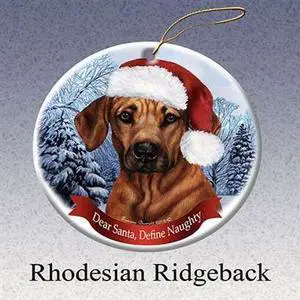 Holiday Pet Gifts Rhodesian Ridgeback Santa Hat Dog Porcelain Christmas Tree Ornament Holiday Pet Gifts Rhodesian Ridgeback Santa Hat Dog Porcelain Christmas Tree Ornament