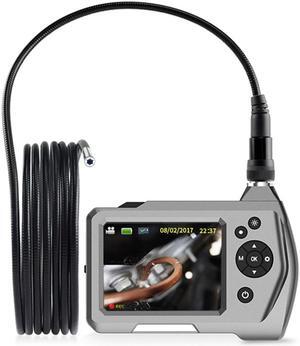 7.6mm Industrial Endoscope Borescope Micro Inspection Camera Digital Endoscope HD 3.5inch Borescope Camera with LED Light Semi-Rigid Flexible Pipe Rechargeable 2600mAh Battery - 1M