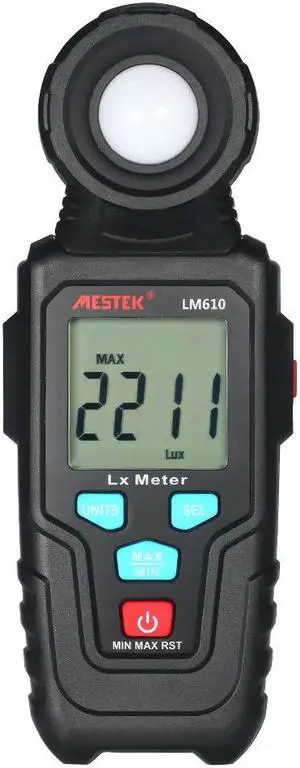 MESTEK LM610 Mini Digital Lux Meter LCD Display Handheld Auto Range Illuminometer Luminometer Photometer Luxmeter Light Meter 0-200000 Lux with Max/Min/Data Hold Mode