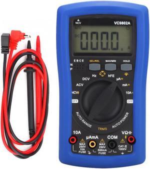 VC9802A Digital Fully Functional Automatic Range Multimeter DC/AC Tester Meter 2KHz RMS Function Multimeter