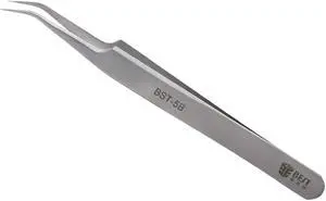 BST-5B Portable Matt Precision Curved Thin Anti-Magnetic Tweezer Heat Resistant PCB Eyelash Extensions Repair Tool