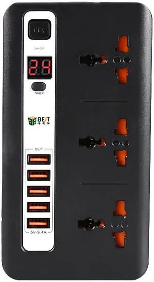 BST-04 Smart Power Strip with 5 USB Socket Plug Timer Switch Extension Homekit Work - Black