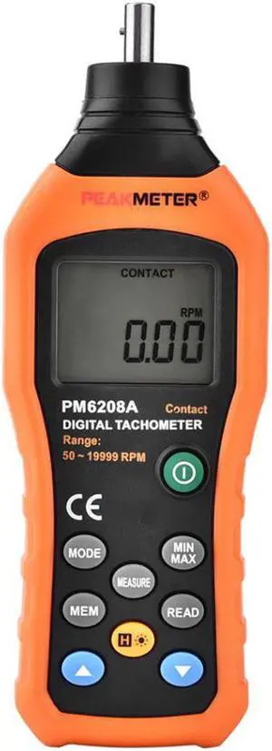 PEAKMETER PM6208A Portable Tachometer Meter Contact-Type Digital Tachometer Meter Motor Speed Gauge Tester