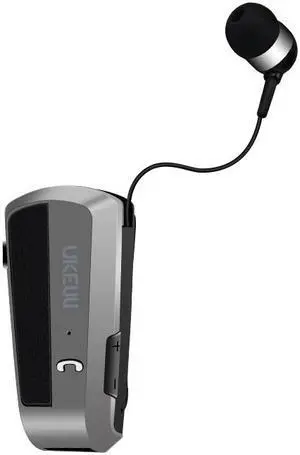 UKELILI UK-100 Wireless Bluetooth V4.0 Headset In-Ear Vibrating Alert Wear Clip Hands Free Earphone For phones (Grey)