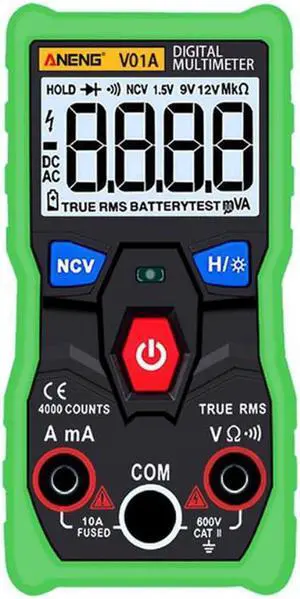 ANENG V01A Digital Multimeter Automatic True-RMS intelligent NCV 4000 Counts AC/DC Voltage Current Ohm Test Tool - Green