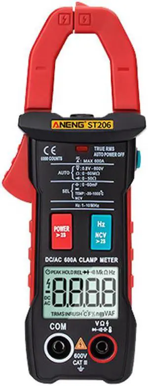ANENG ST206 Digital Multimeter Clamp Meter 6000 Counts True RMS Amp DC/AC Current Clamp Measure Dc Amperimetro Tester Voltmeter - Red