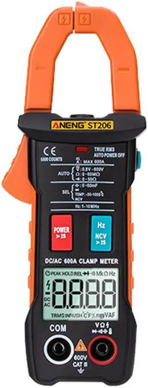 ANENG ST206 Digital Multimeter Clamp Meter 6000 Counts True RMS Amp DC/AC Current Clamp Measure Dc Amperimetro Tester Voltmeter - Orange