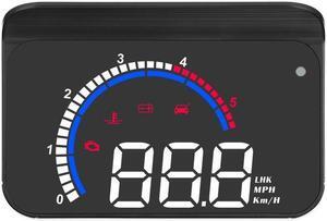 Car HUD Display Head Up Display Windshield Projector with Speed Digital Clock Overspeed Warning Mileage Measurement Water Temperature Direction Single Range Display for All Vehicles