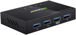 AIMOS AM-404K USB Printer Share Switcher 4 Ports Keyboard Mouse U Disk HDD USB Controller Black