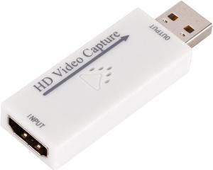 Audio Video Capture Cards HD to USB 2.0 1080p 30fps Record Directly to Computer for Live Broadcasting Gaming Teaching Video Conference - White