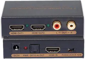 NK-912 2 Port HDMI Splitter Video Switcher Audio Extractor Audio EDID Setting 2 HDMI Output