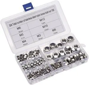 DIN985 M-3/M-4/M5/M6/M-8/M-10/M12 304 Stainless Steel Nylon Self-locking Nut Kit