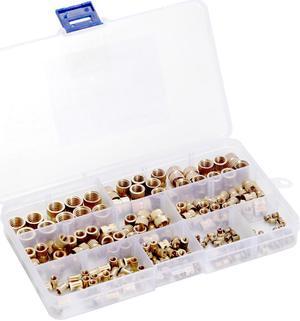 210Pcs Brass Nuts Cylinder Knurled Threaded Round Insert Copper Embedded Nuts Injection Molding Knurled Nut Thread Inserts Nuts