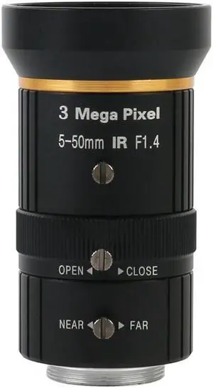 1/2.5" 3MP 5-50MM Focal Length Zoom CS C Mount Lens Adjustable Aperture Iris High Precision Low Distortion For Factory Workshop