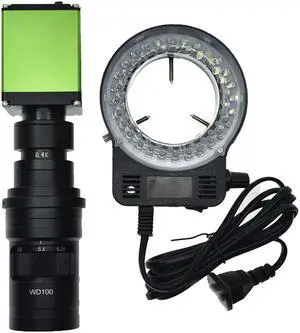 HD 1080P 1/2-inch Digital Video Microscope Camera HDMI Optical Magnifying Glass Phone Motherboard Repair Metal Detection & 200X C-mount Lens & 56 LED Lamp