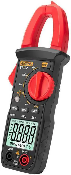 ANENG ST182 Digital Clamp Meter Ammeter AC Current Multimeter DC/AC Voltage Tester Amp Hz Capacitance NCV Ohm Temperature Test