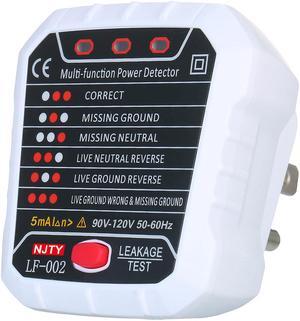 NJTY LF-002-U Advanced RCD Electric Socket Tester Automatic Neutral Live Earth Wire Testing Circuit Polarity Detector Wall