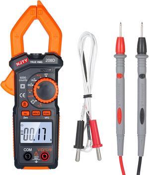 600A AC/DC Digital Clamp Meter with Temperature Auto Ranging Multimeter with Audible Continuity Beep True-RMS Clamp Meter Tester