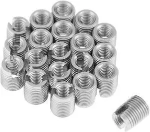 20pcs/Lot Threaded Inserts Stainless steel SUS303 Self Tapping Slotted Screw Thread Repair Insert Fasteners M3 x 6mm